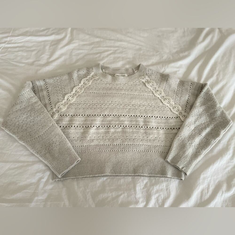 ✨Treasure & Bond✨ Lace Trim Open Stitch Sweater - Picture 8 of 11